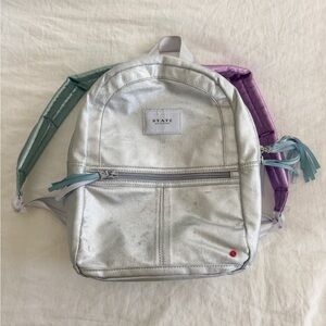 STATE Silver Mini Kane Backpack with Colorful Straps